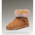 Ugg-194 Mini fourrure de renard Chataigne Bottes