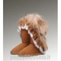 Ugg-218 Grand fourrure Fox Chataigne Bottes